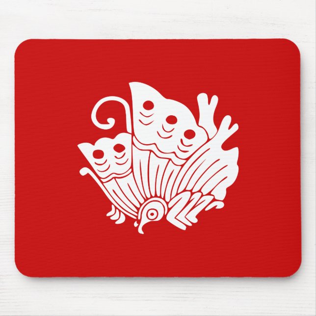 Asian Butterfly Japanese Kamon Design Mouse Mat (Front)