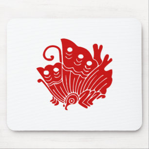 Asian Butterfly Japanese Kamon Design Mouse Mat