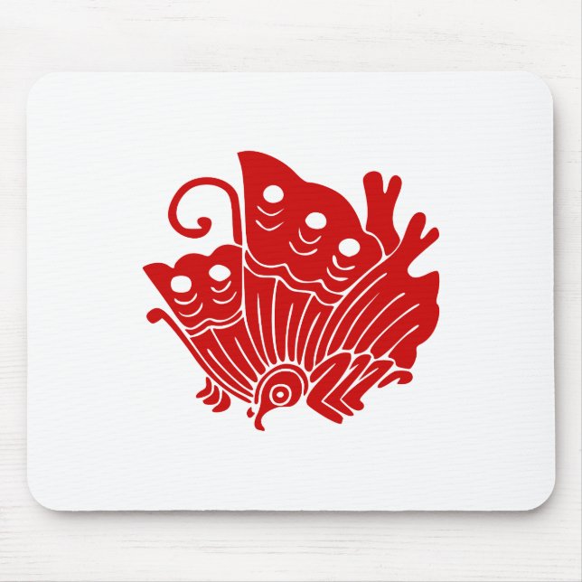Asian Butterfly Japanese Kamon Design Mouse Mat (Front)