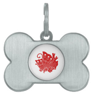 Asian Butterfly Japanese Kamon Design Pet Name Tag