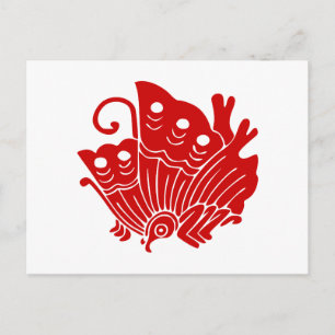 Asian Butterfly Japanese Kamon Design Postcard
