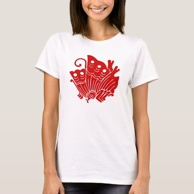 Asian Butterfly Japanese Kamon Design T-Shirt (Front)