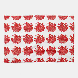 Asian Butterfly Japanese Kamon Design Tea Towel