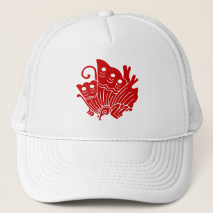 Asian Butterfly Japanese Kamon Design Trucker Hat