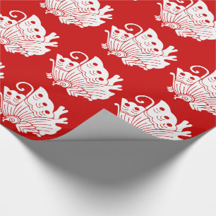 Asian Butterfly Japanese Kamon Design Wrapping Paper