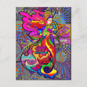 Asian Butterfly Woman Postcard