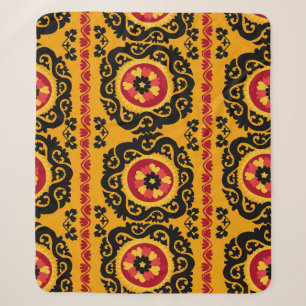 Asian Carpet Suzanne: Traditional Embroidery Sherpa Blanket