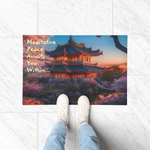 Asian Castle of the Garden Sunset Doormat