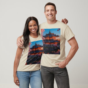 Asian Castle of the Garden Sunset T-Shirt