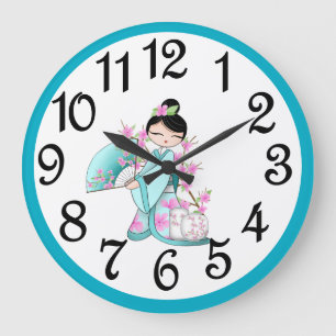Asian Cherry Blossoms Large Clock