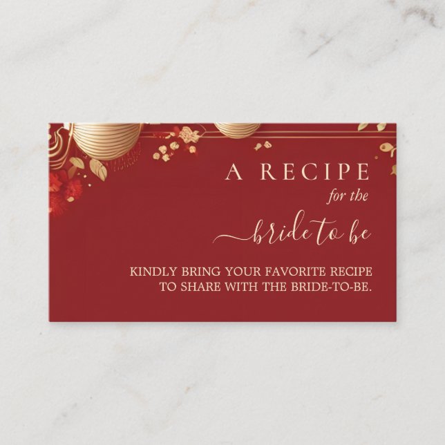 Asian Chinese Bilingual Hei Bold Bridal Shower Enclosure Card (Front)