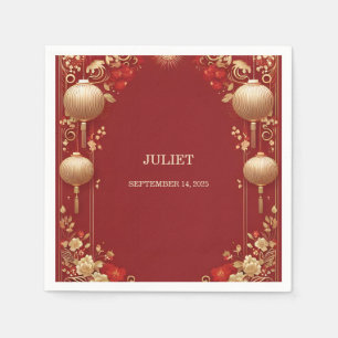 Asian Chinese Bilingual Hei Bold Bridal Shower Napkin