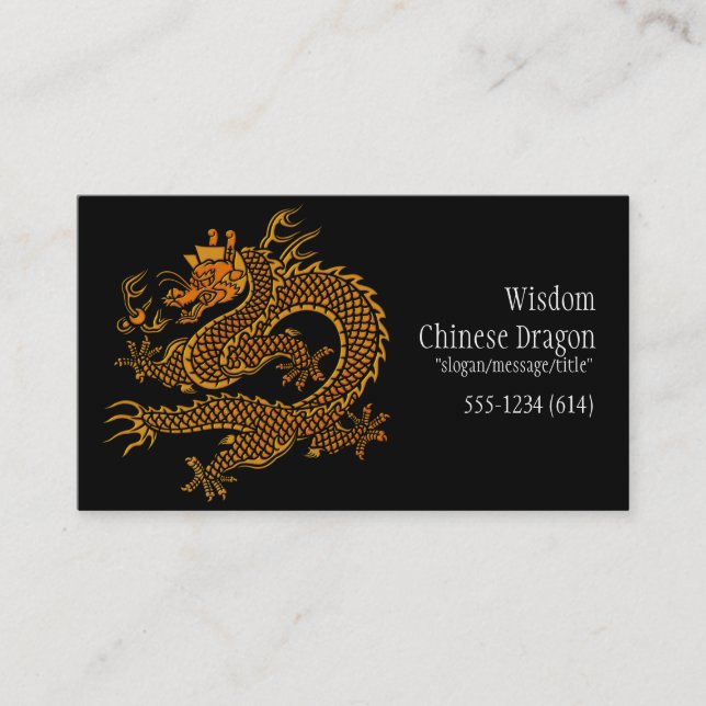 Asian Chinese Golden Dragon D2 Business Cards (Front)