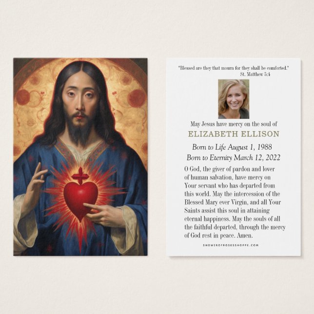 Asian Chinese Sacred Heart Jesus Funeral Prayer  (Front & Back)