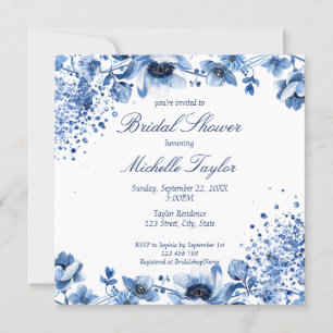 Asian Chinoiserie Light Blue Floral Bridgerton Invitation