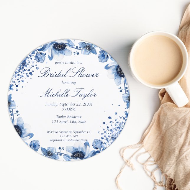 Asian Chinoiserie Light Blue Floral Bridgerton Invitation (china blue)