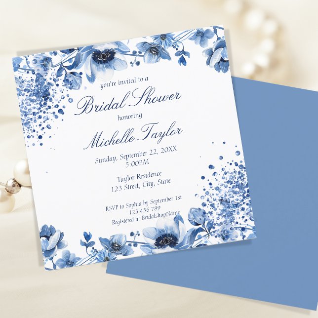 Asian Chinoiserie Light Blue Floral Bridgerton Invitation (Creator Uploaded)