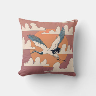 Asian Crane In Flight Cushion