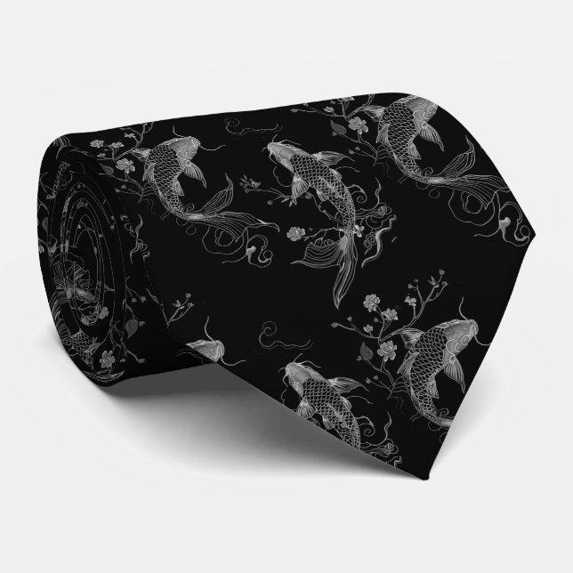 Asian Cravate Silver Fish Tie (Rolled)