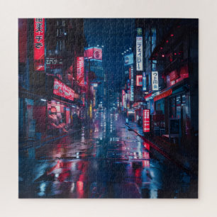 Asian Cyberpunk City Night Jigsaw Puzzle