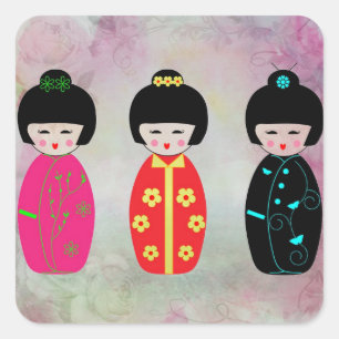 Asian Dolls Square Sticker