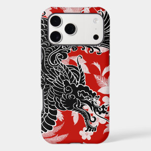 Asian Dragon - Black on Red