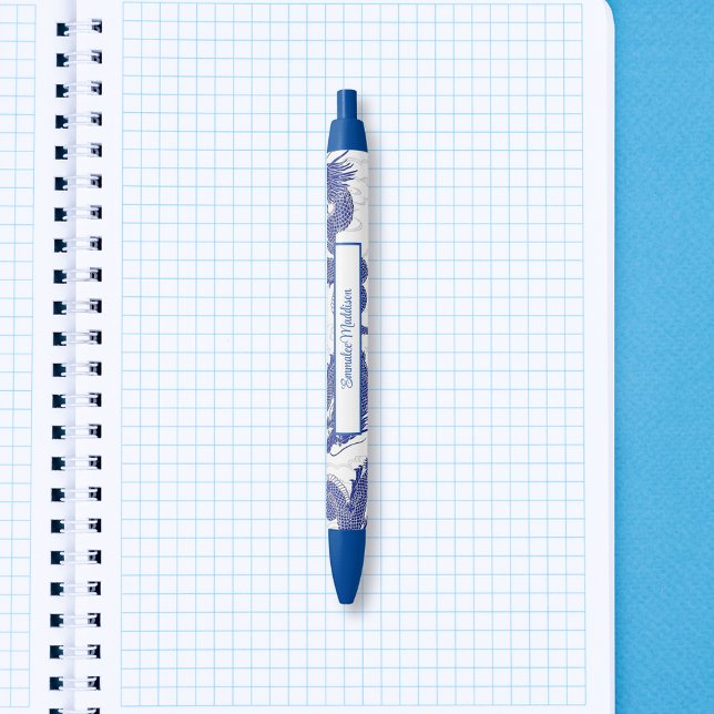 Asian Dragon Blue White Chinoiserie  Blue Ink Pen (Creator Uploaded)