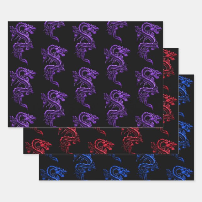 Asian Dragon Collection Wrapping Paper Sheet (Set)