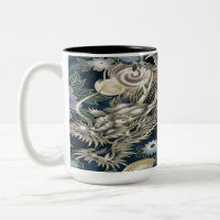 Asian Dragon Floral Pattern Coffee Mug