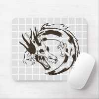 Asian Dragon Line Art Grid Mouse Pad