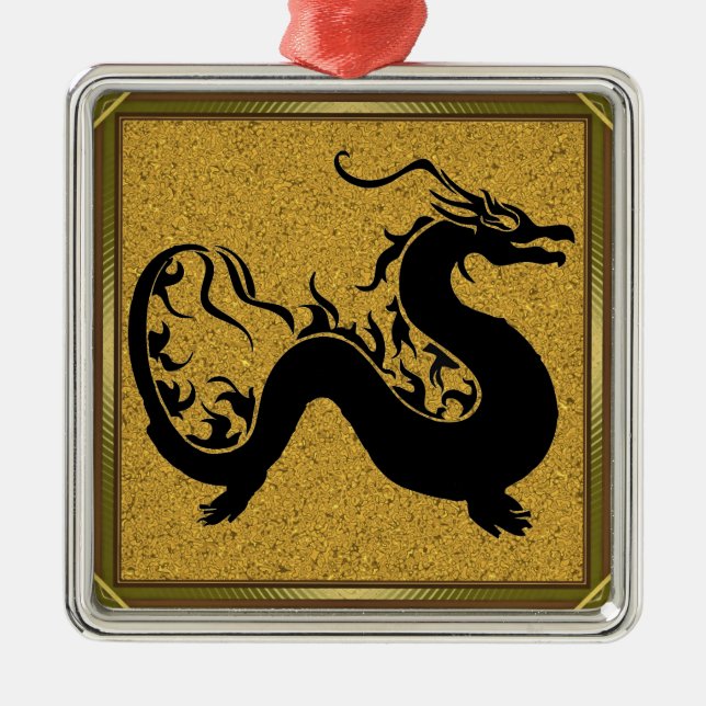Asian Dragon Metal Tree Decoration (Front)