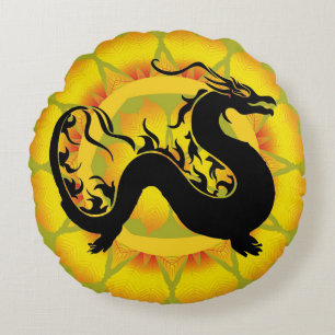Asian Dragon Round Cushion