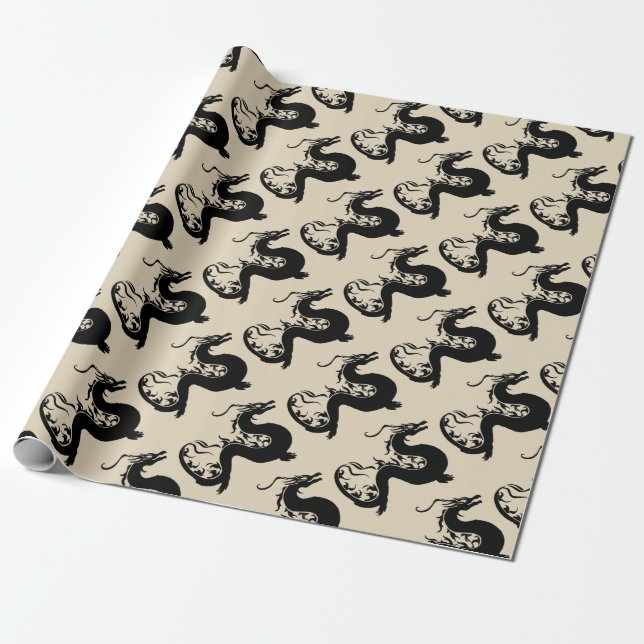 Asian Dragon Wrapping Paper (Unrolled)