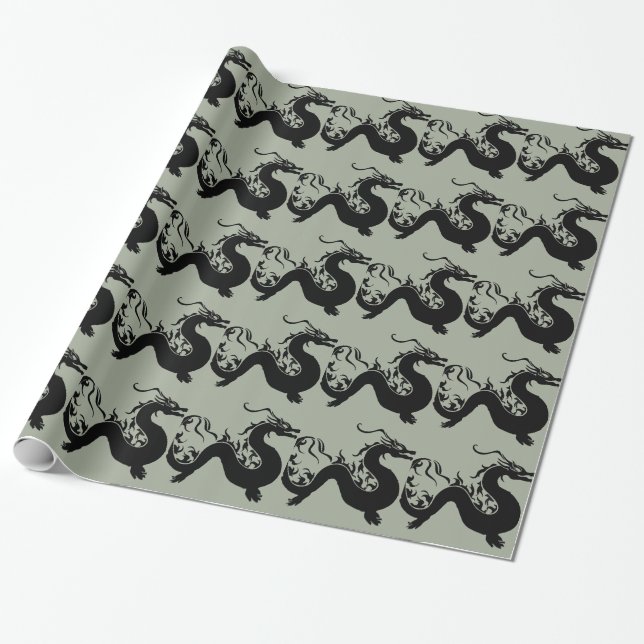 Asian Dragon Wrapping Paper (Unrolled)
