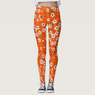 Asian Elegance: Red Floral Seamless Print Leggings