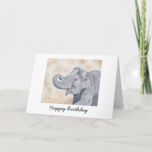 Asian Elephant Birthday Card