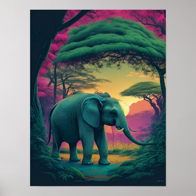 Asian elephant in forest poster (Front)
