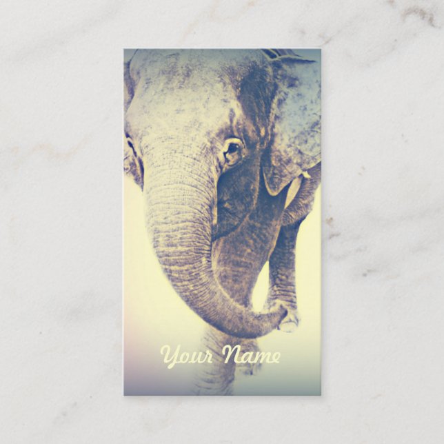 Asian Elephant in Vintage Colours Business Card (Front)