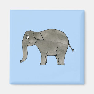 Asian Elephant, on light blue. Magnet
