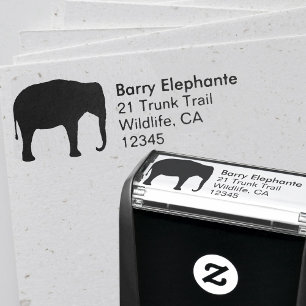 Asian Elephant Silhouette Return Address Self-inking Stamp
