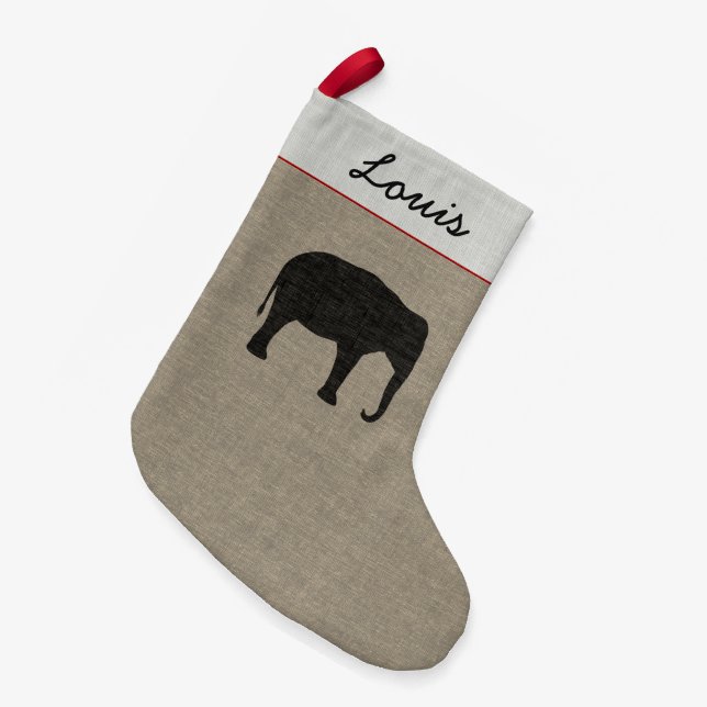 Asian Elephant Silhouette | Wildlife Holiday Xmas Small Christmas Stocking (Front (Hanging))