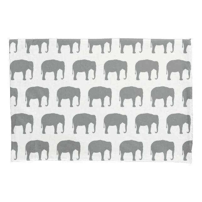 Asian Elephant Silhouettes Pattern Pillowcase (Front)