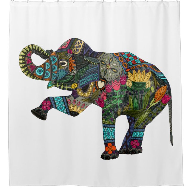 asian elephant white shower curtain (Front)