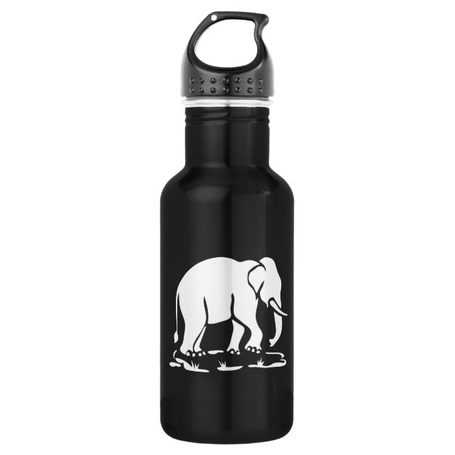 Asian Elephants Ahead Thai Elephant Trekking Sign 532 Ml Water Bottle (Front)