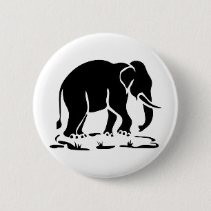 Asian Elephants Ahead Thai Elephant Trekking Sign 6 Cm Round Badge