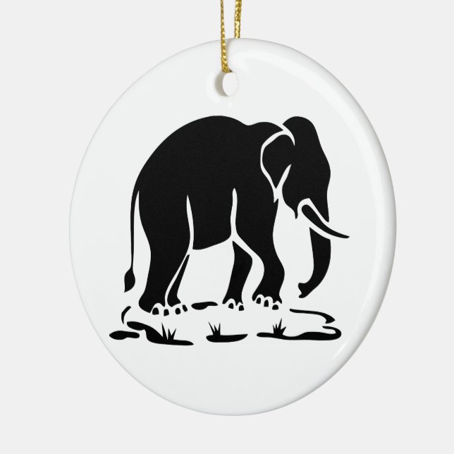 Asian Elephants Ahead Thai Elephant Trekking Sign Ceramic Tree Decoration (Left)