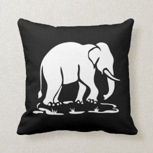 Asian Elephants Ahead Thai Elephant Trekking Sign Cushion