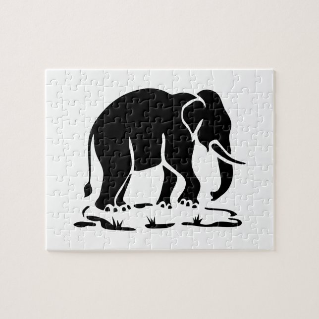 Asian Elephants Ahead Thai Elephant Trekking Sign Jigsaw Puzzle (Horizontal)