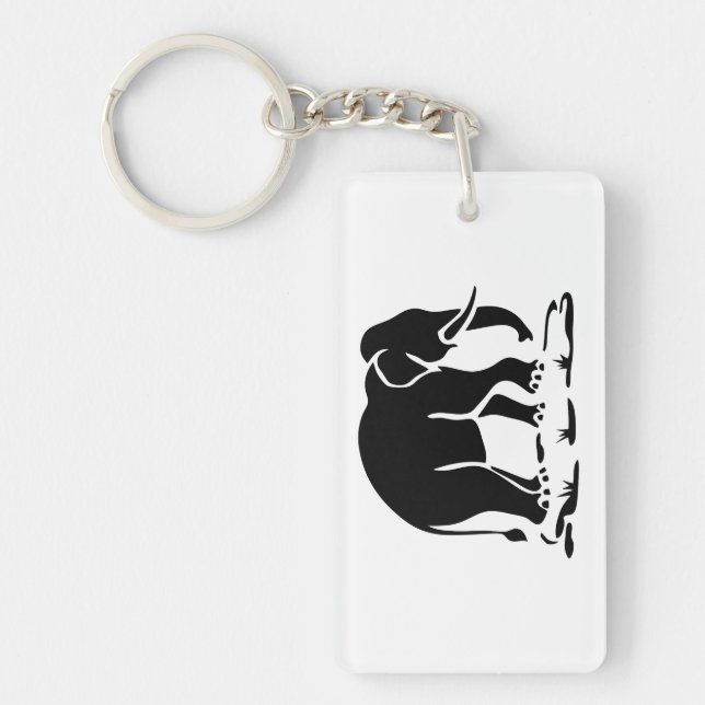 Asian Elephants Ahead Thai Elephant Trekking Sign Key Ring (Front)