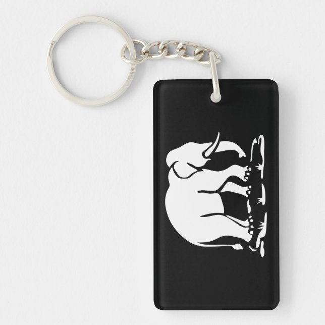 Asian Elephants Ahead Thai Elephant Trekking Sign Key Ring (Front)